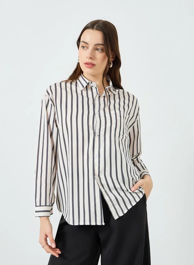 Styli Women Striped Longline Oversized Shirt